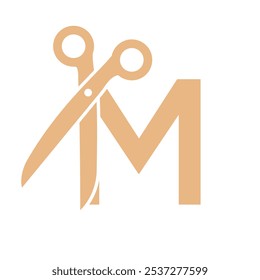 Letter M Salon Logo Concept With Scissors Symbol