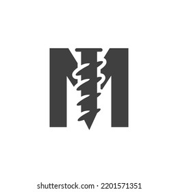 Letter M Screw Logo Template For Construction Ironmonger  Symbol Design