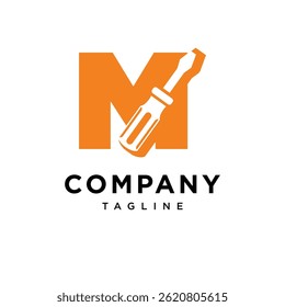 Letra M Destornillador Icono de logotipo Vector