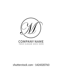 Letter M script initial luxury Logo design Vector