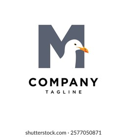 Letter M Seagull Logo Icon Vector