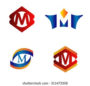 Letter M set Alphabetical Logo Design Concepts
