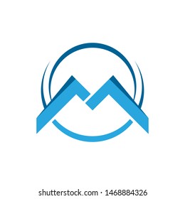 Letter M with the shape of a mountain logo design vector illustration