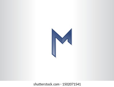 Letter M shape vector logo illustration. Blue vector design.