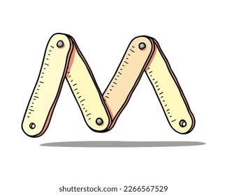 Letter m shaped as folding rule 