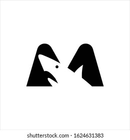 the letter m and the shark vector logo graphic abstract