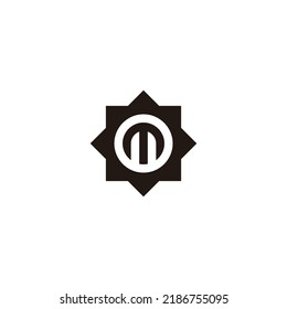 Letter m sheets, circle geometric symbol simple logo vector