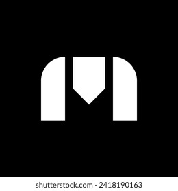 Diseño de logotipo abstracto de escudo de letra m