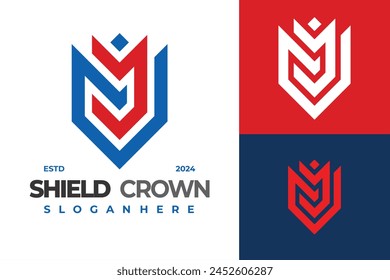 Letra M Shield Crown logo design Vector symbol icon ilustración