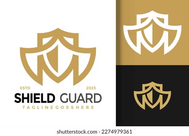 Letter M Shield Guard logo vector icon illustration