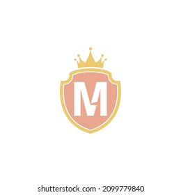 Letter M with shield icon logo design illustration vector