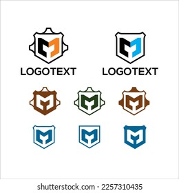 Letter M Shield Logo Design vector