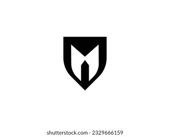 letter M with shield logo design
