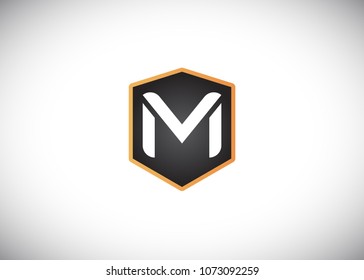 Letter M shield logo, icon design vector illustration