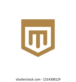 Letter M shield logo template luxury concept