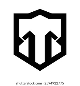 Letter M with Shield, Letter M logo with shield as warrior face mask flat logo design, M logo for protection, Protected, safe, guard and lock data icon with letter M