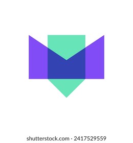 Letter M shield overlapping color logo