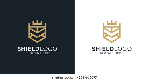 Letter M shield security logo design inspiration.