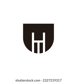 letter m shield simple geometric logo vector 