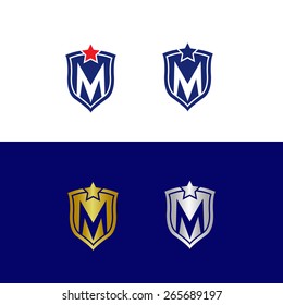 Letter M in shield with the star on the top 
