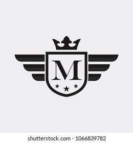 Letter M Shield Wing logo vector