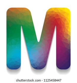 Letter M sign design template element. Vector. Colorful icon with bright texture of mosaic with soft shadow on white background. Isolated.