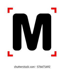 Letter M sign design template element. Black icon in focus corne
