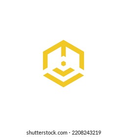 Letter M Signal Wifi or network and Honeycomb