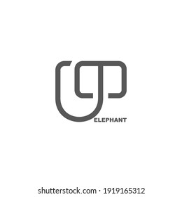 letter m simple abstract elephant shape symbol vector