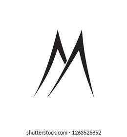 letter m simple curves arrows logo vector