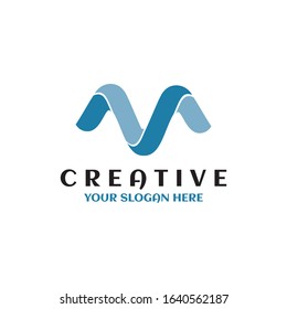 Letter M simple elegant design. Management blue symbol