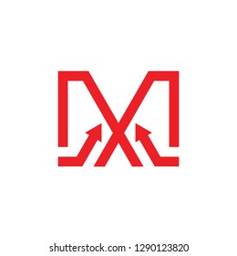 letter m simple geometric arrow line logo vector