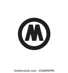 letter m simple geometric circle logo vector