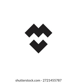 Buchstabe m einfache geometrische negative Raum Logo Vektor 
