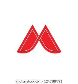 letter m simple geometric overlap logo 