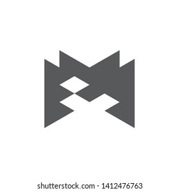 letter m simple geometric square pixel logo vector