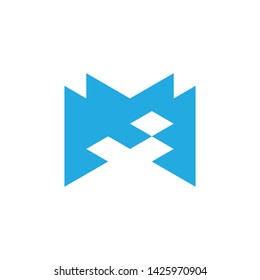 letter m simple geometric square pixel logo vector