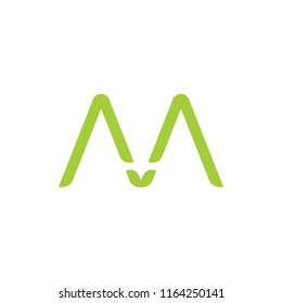 letter m simple green mountain logo vector