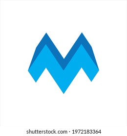 Letter m. Simple ice frozen logo vector.