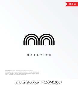 Letter M simple line logo icon design template elements
