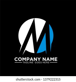 Letter M simple logo in circle concept