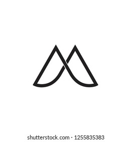 letter m simple mountain infinity linear logo vector