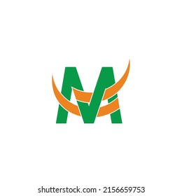 letter m simple overlapping object arrow geometric logo vector