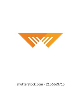 letter m simple wings geometric logo vector