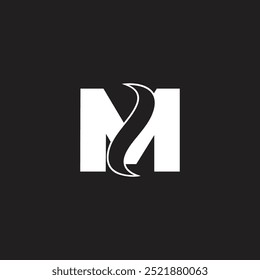 Letra M Curvas de humo Logotipo geométrico simple Vector 