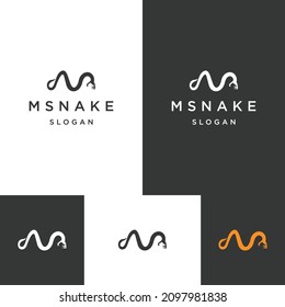 Letter M Snake logo icon flat design template 