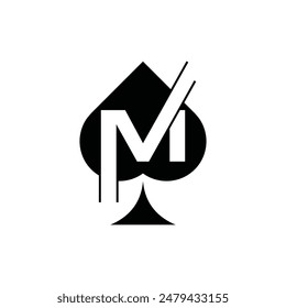 Letter M Spade Ace Simple Geometric Icon Design Logo