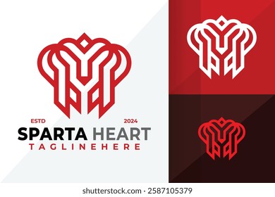 Letter M Spartan Heart Logo Icon Vector Design Illustration
