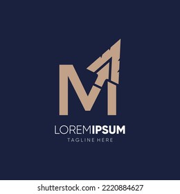 Ilustración de emblema gráfico del vector de diseño del logotipo de la letra M Spear