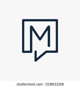 letter M with speech bubble line logo. talk logo vector modern illustration graphic abstract template. Chat concept Logo Template - VECTOR